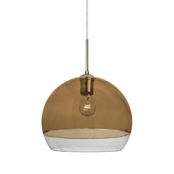 Besa Lighting Ally 12 Cord Pendant, Amber/Clear, Satin Nickel Finish, 1x60W Incandescent 1JT-ALLY12AM-SN - main